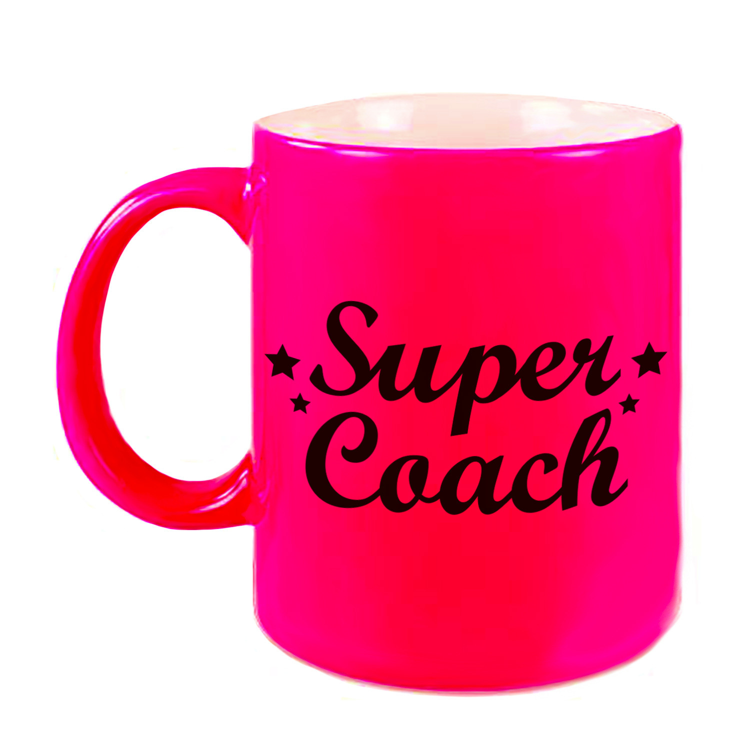 Super coach mok / beker neon roze 330 ml -