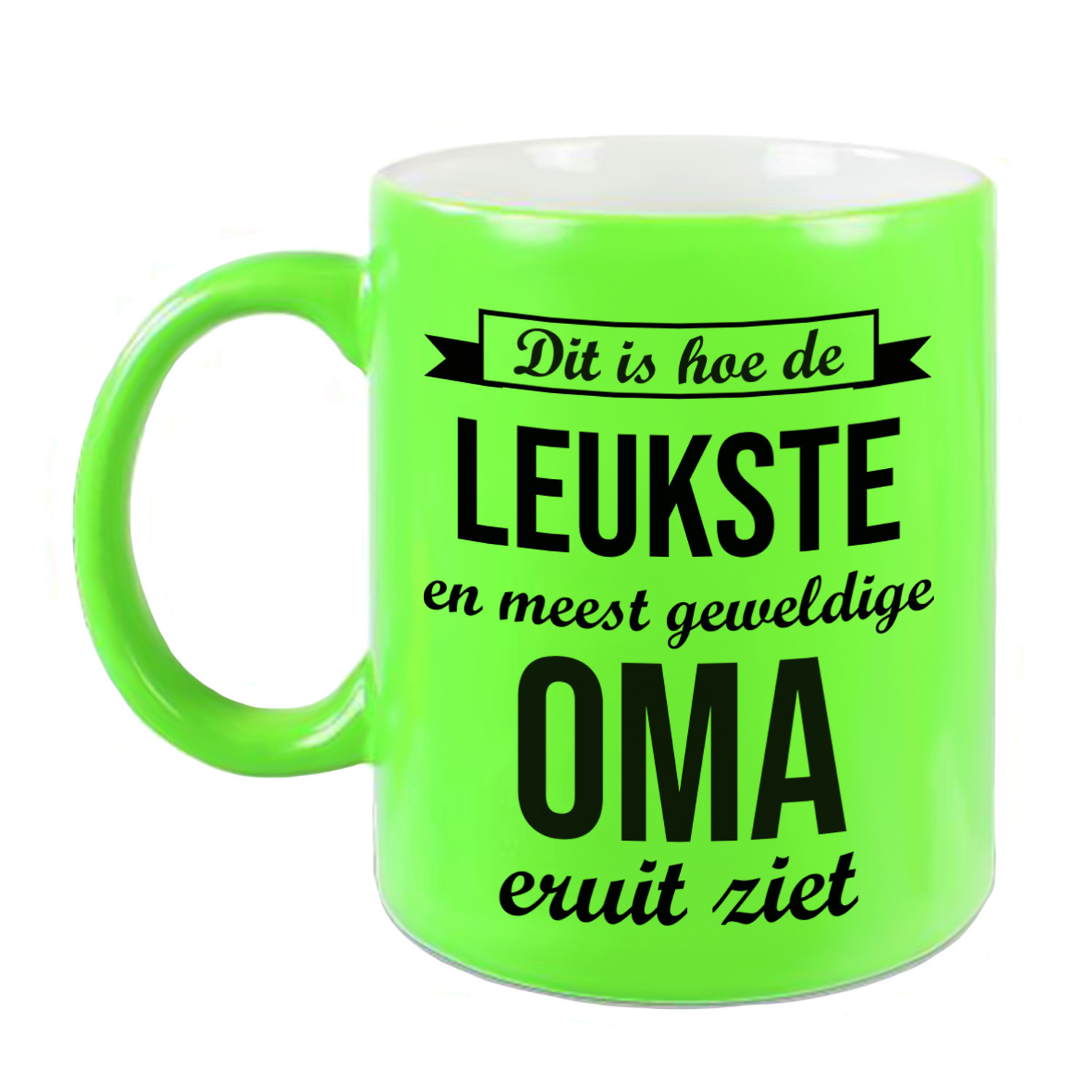 Leukste en meest geweldige oma cadeau koffiemok / theebeker neon groen 330 ml -