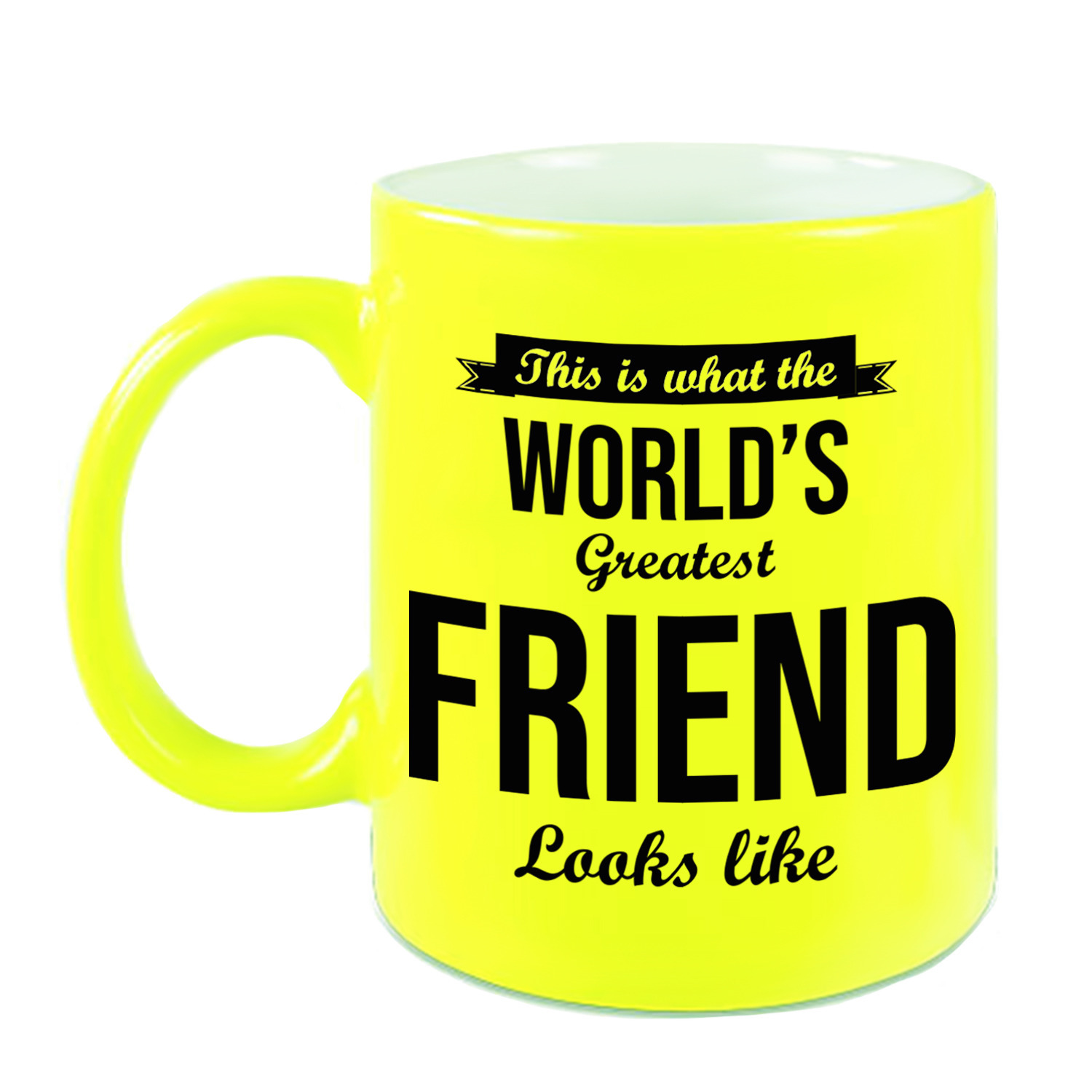 Worlds Greatest Friend cadeau koffiemok / theebeker neon geel 330 ml -