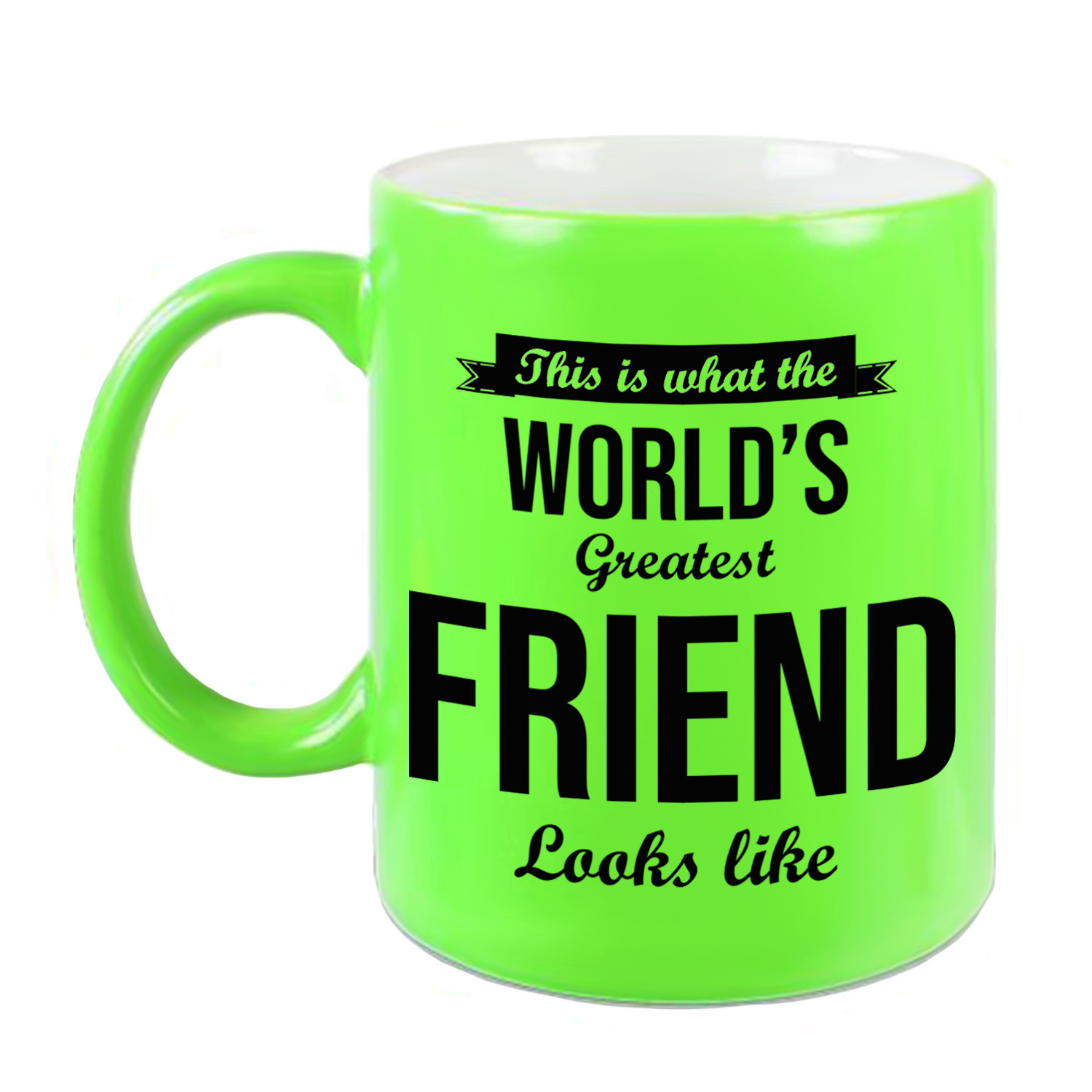 Worlds Greatest Friend cadeau koffiemok / theebeker neon groen 330 ml -