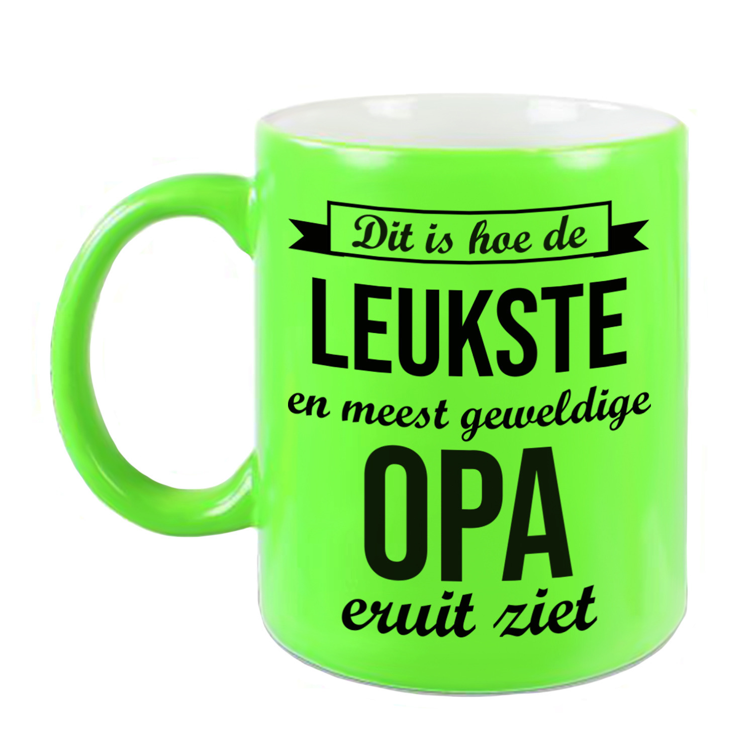 Leukste en meest geweldige opa cadeau koffiemok / theebeker neon groen 330 ml -
