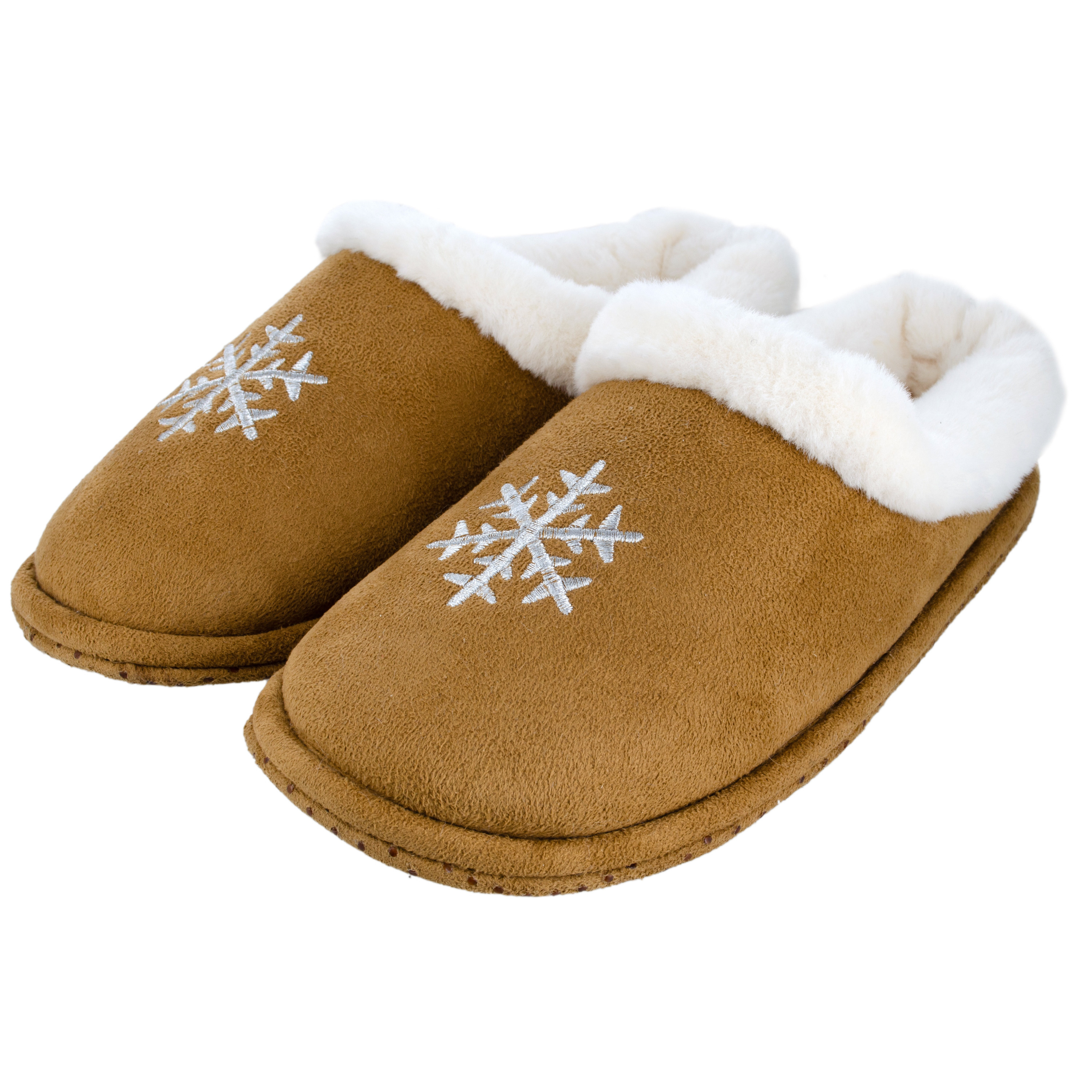 Cognac bruine sneeuwvlok pantoffels/sloffen voor heren 45 -