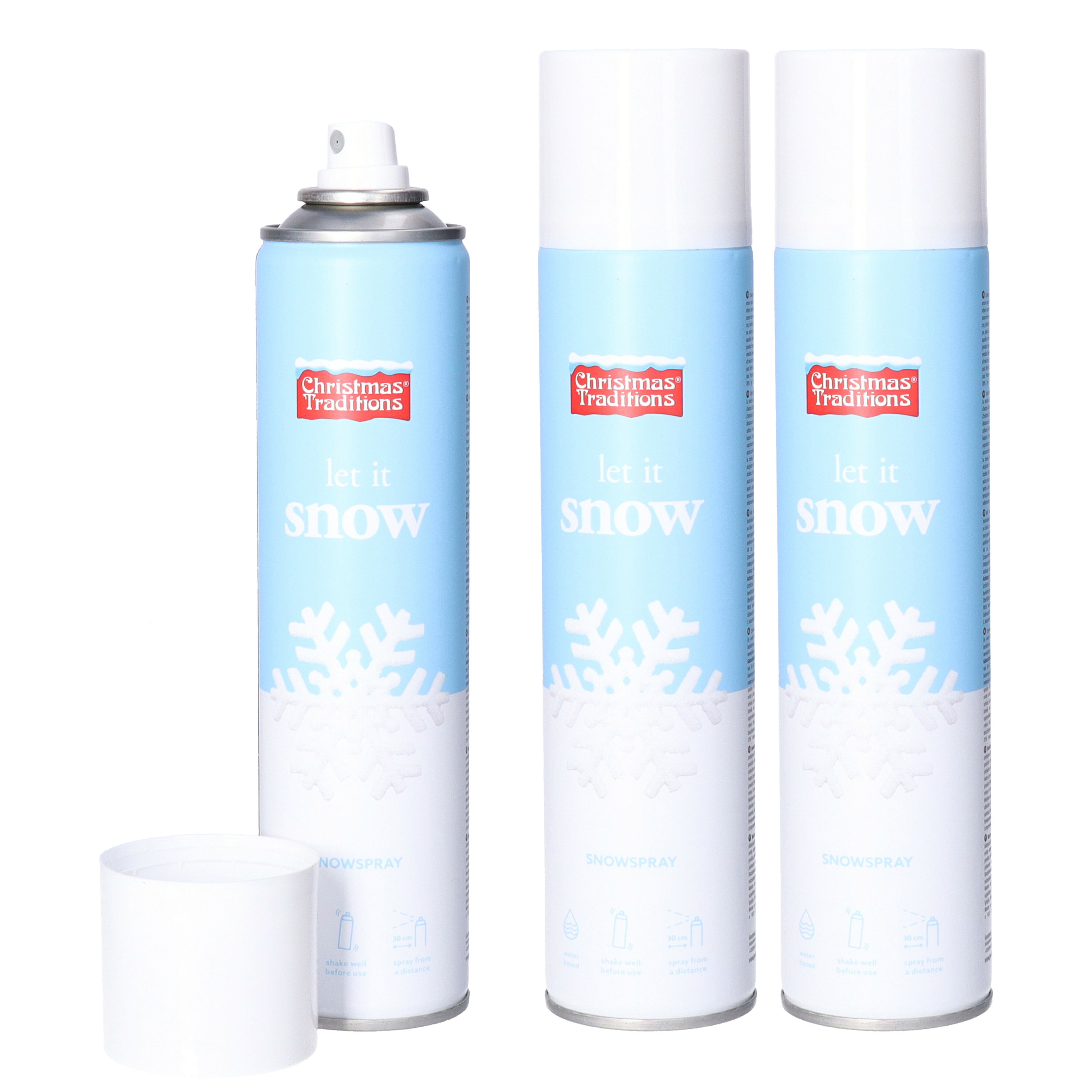 3x Sneeuwspray/spuitsneeuw bussen 300 ml -