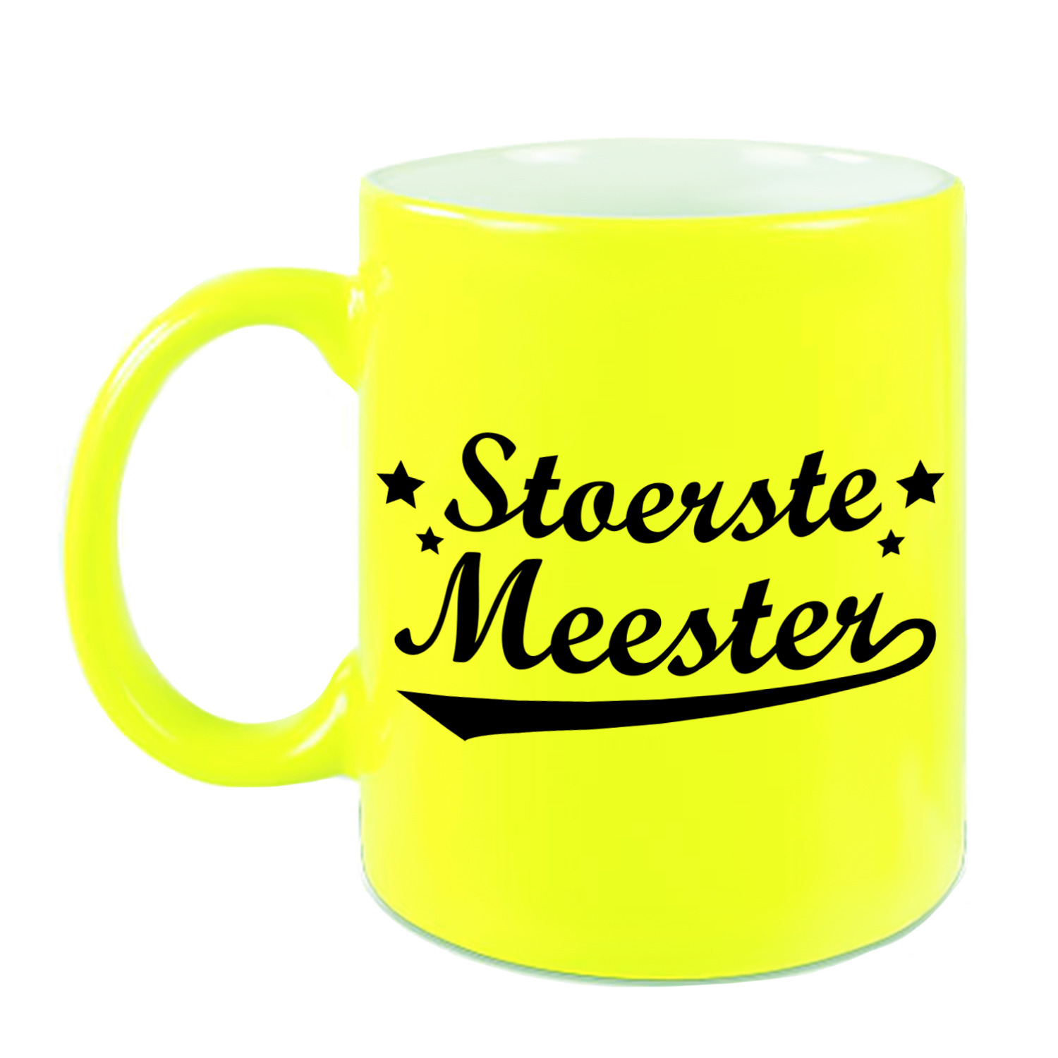 Stoerste meester cadeau mok / beker neon geel 330 ml -