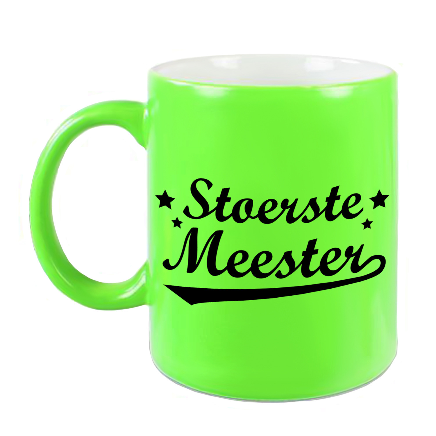 Stoerste meester cadeau mok / beker neon groen 330 ml -