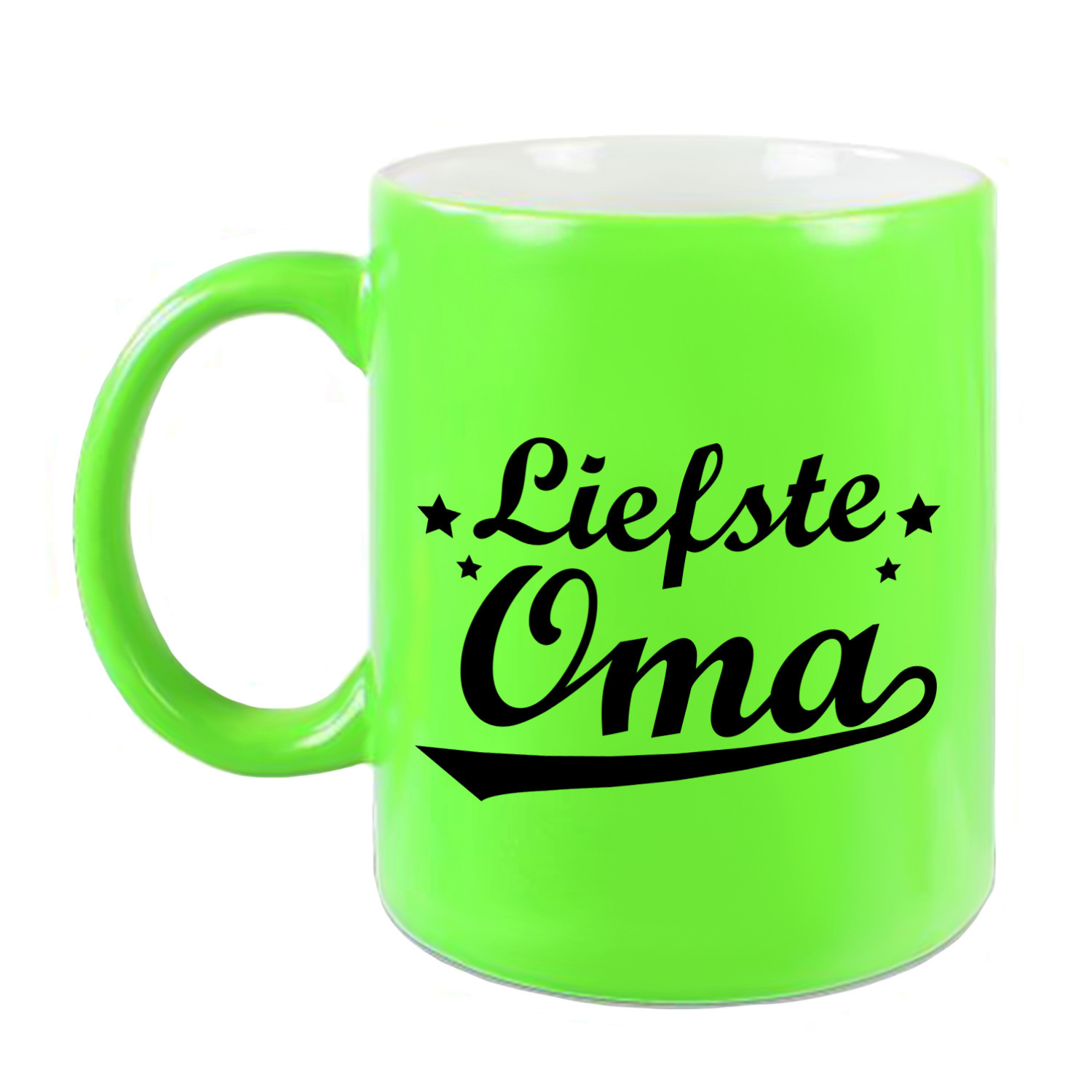 Liefste oma cadeau mok / beker neon groen met sterren 330 ml -