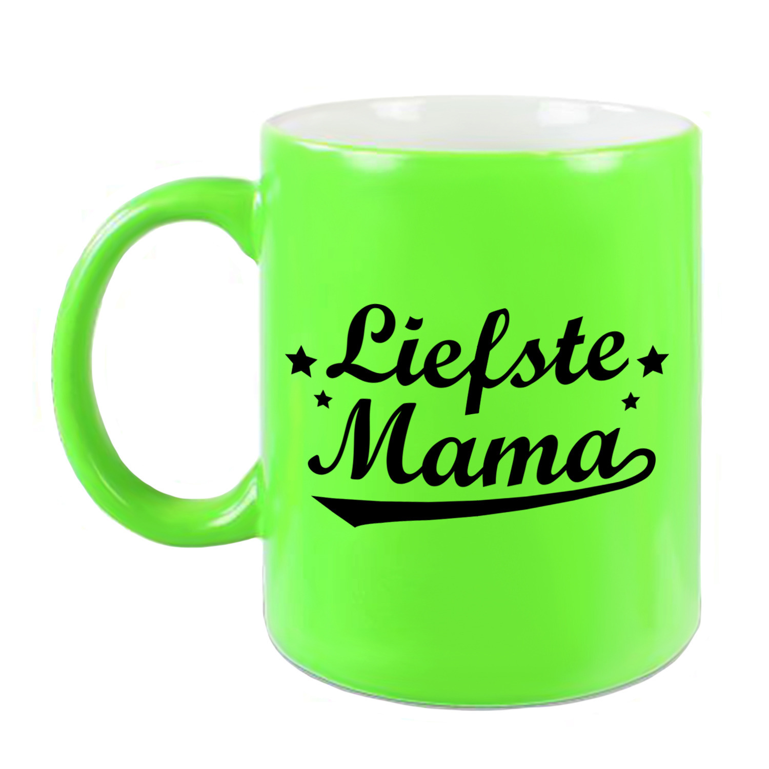 Liefste mama mok / beker neon groen voor Moederdag/ verjaardag 330 ml -