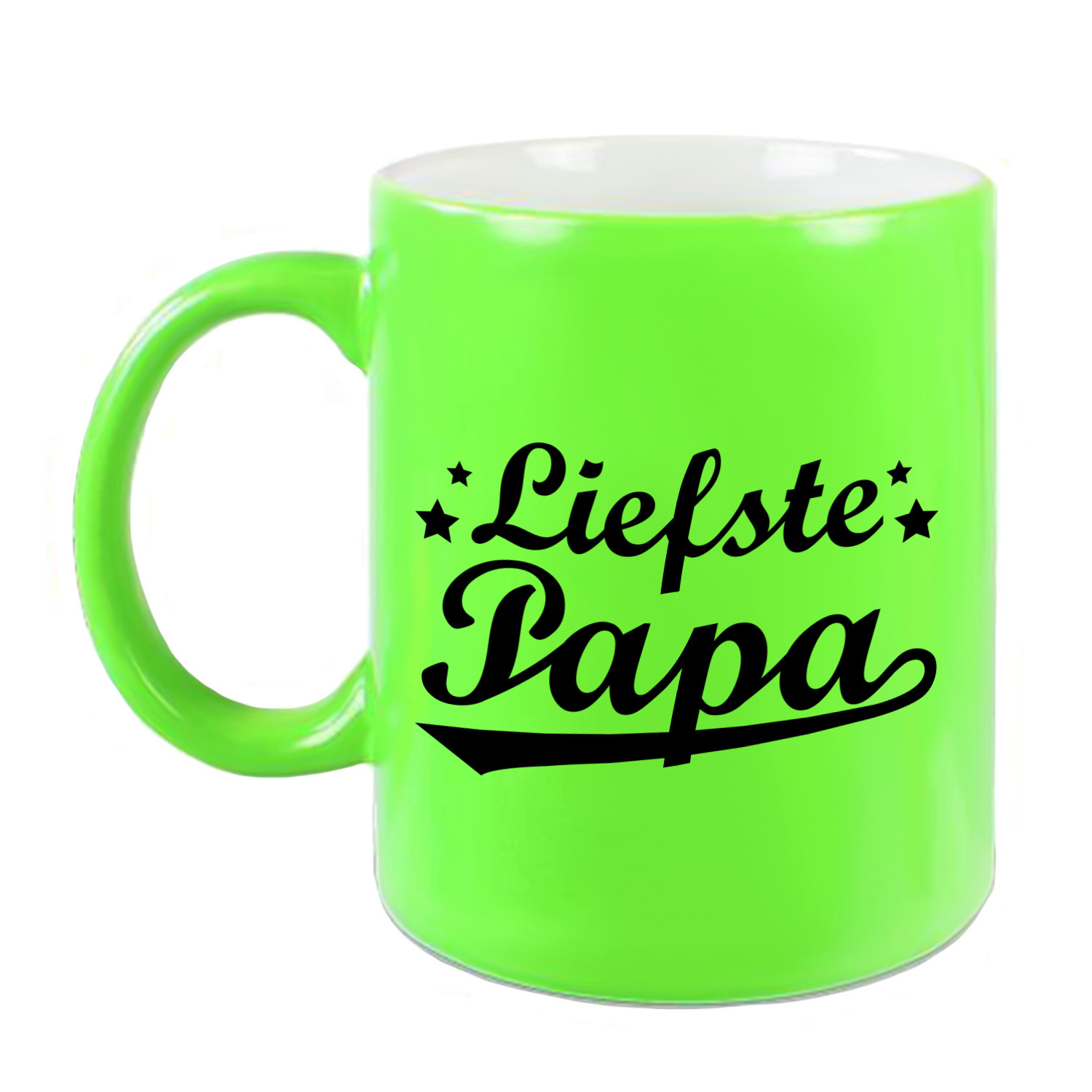 Liefste papa mok / beker neon groen voor Vaderdag/ verjaardag 330 ml -