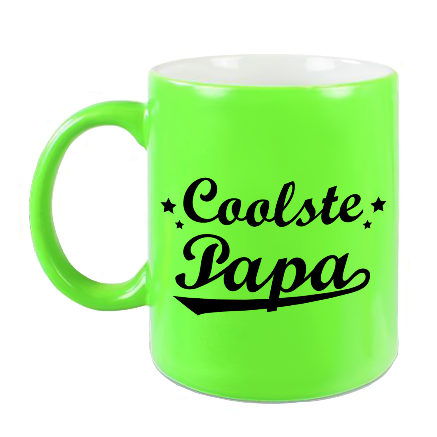Coolste papa mok / beker neon groen voor Vaderdag/ verjaardag 330 ml -