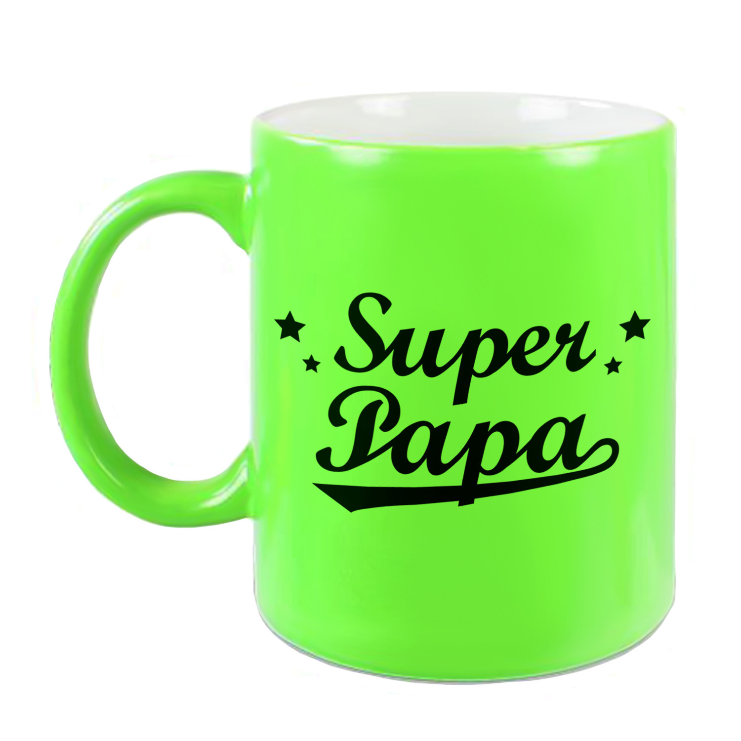 Super papa mok / beker neon groen voor Vaderdag/ verjaardag 330 ml -