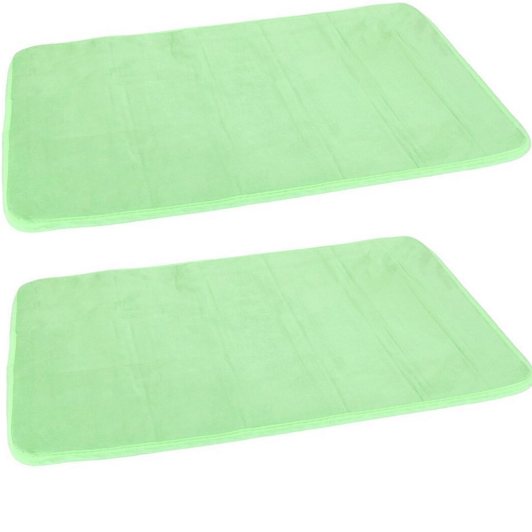 Set van 2x stuks groene sneldrogende badmat 40 x 60 cm rechthoekig -