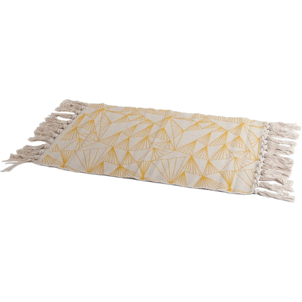 Gele/naturel hammam stijl badmat 45 x 70 cm rechthoekig -