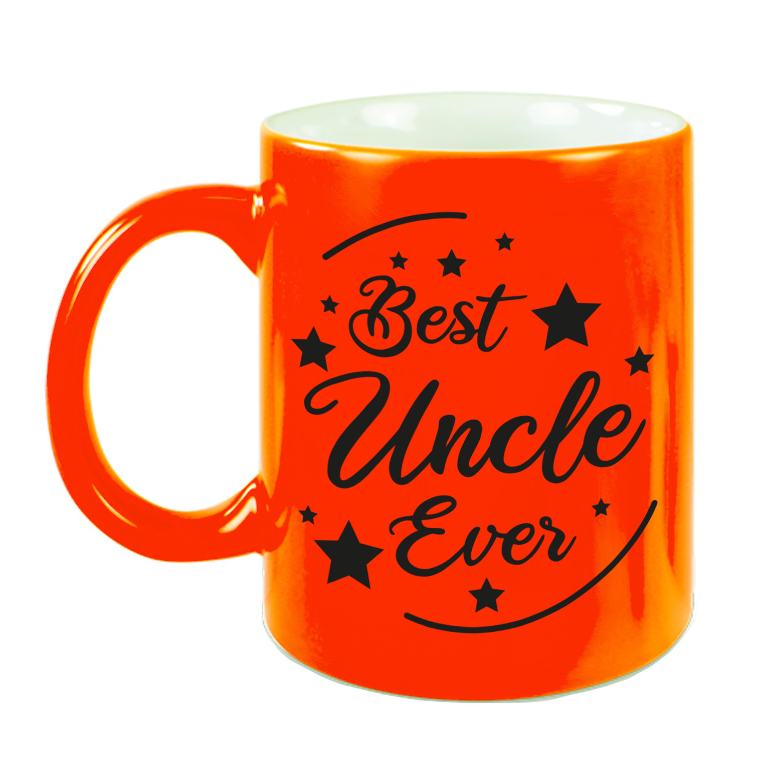 Best Uncle Ever cadeau koffiemok / theebeker neon oranje 330 ml -