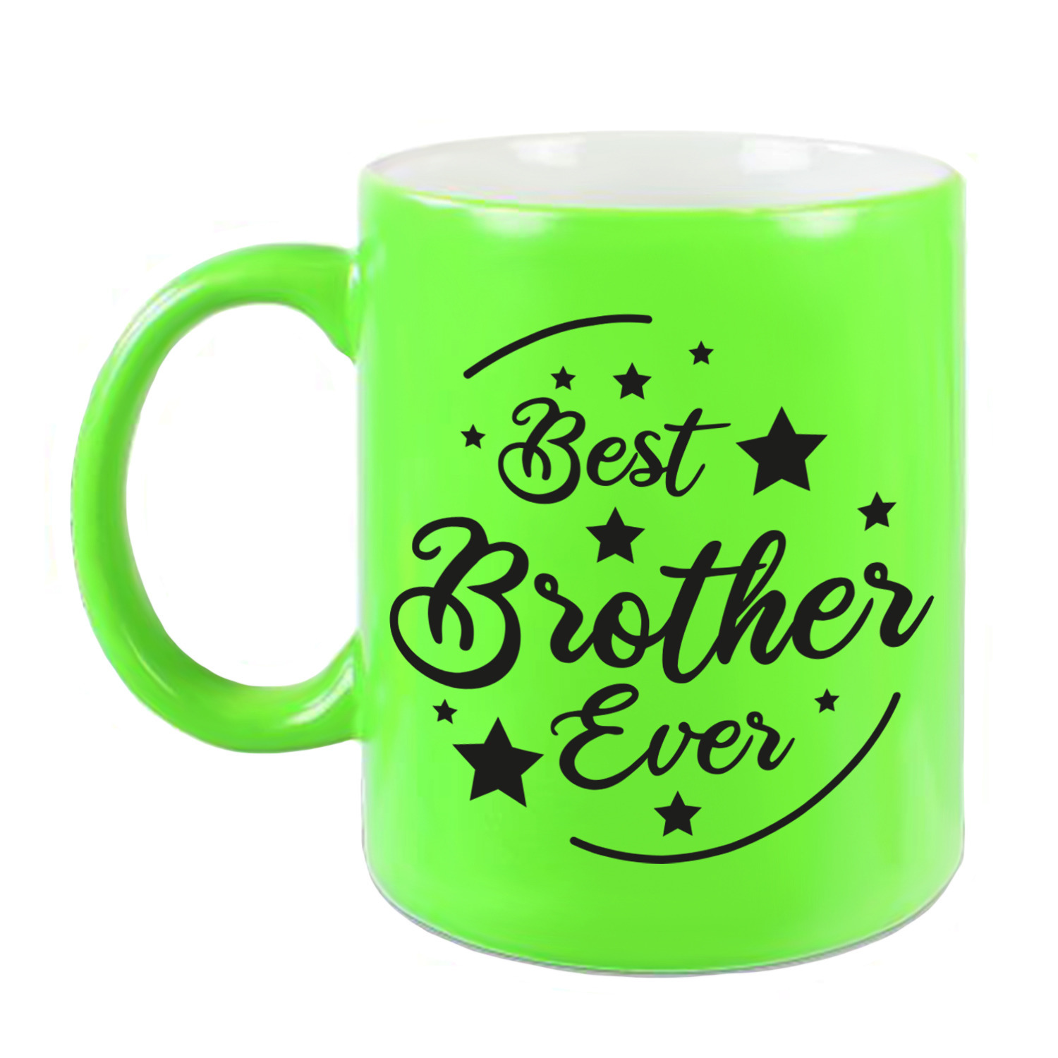 Best Brother Ever cadeau koffiemok / theebeker neon groen 330 ml -