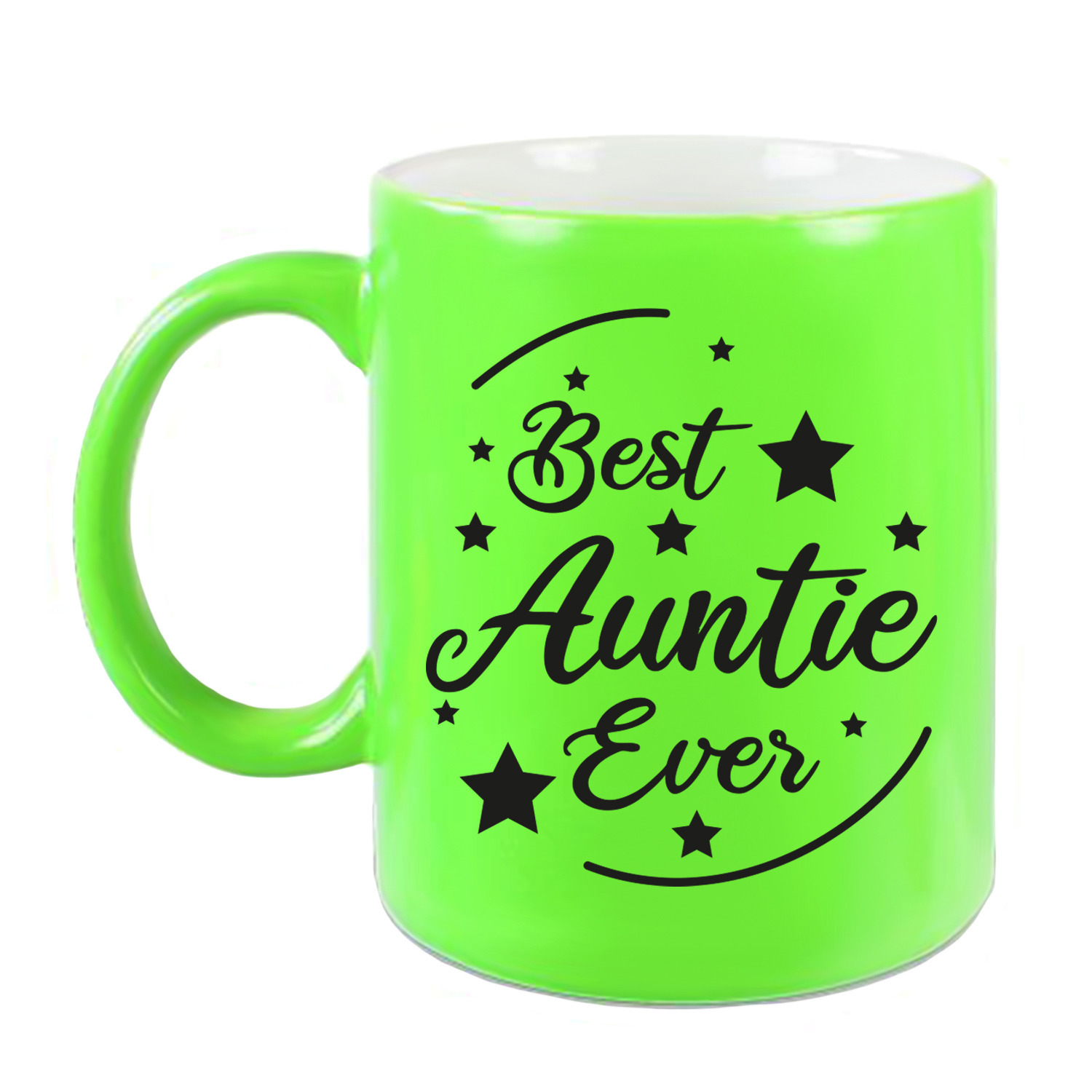 Best Auntie Ever cadeau koffiemok / theebeker neon groen 330 ml -