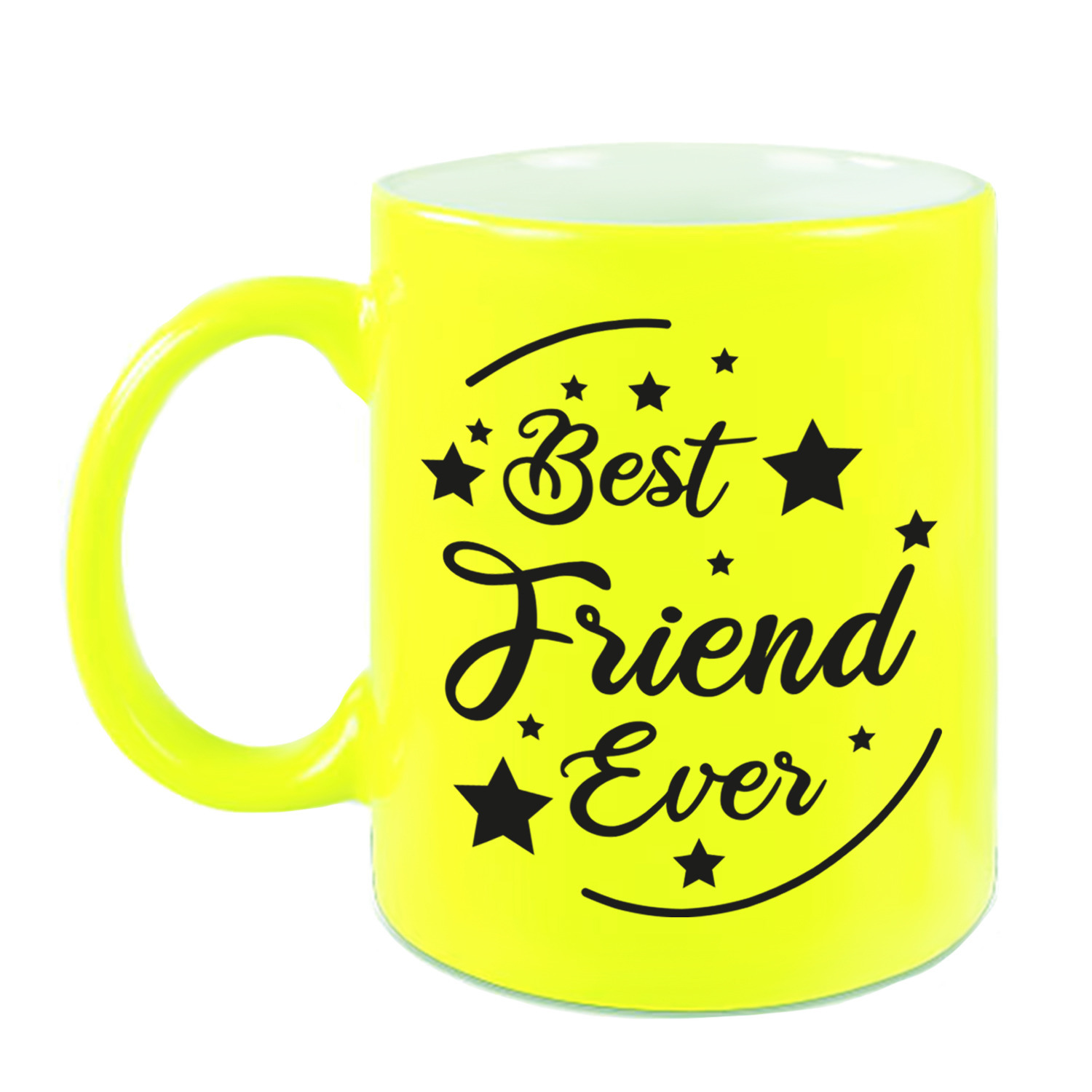 Best Friend Ever cadeau koffiemok / theebeker neon geel 330 ml -