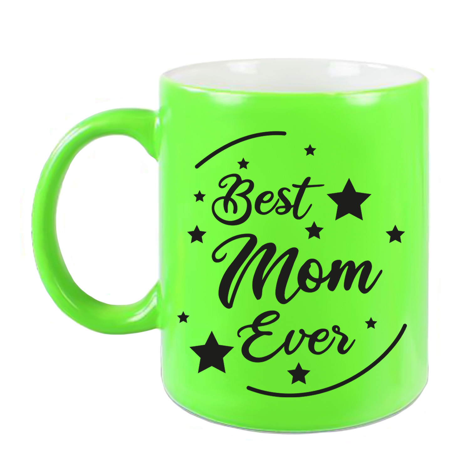 Best Mom Ever cadeau koffiemok / theebeker neon groen 330 ml -
