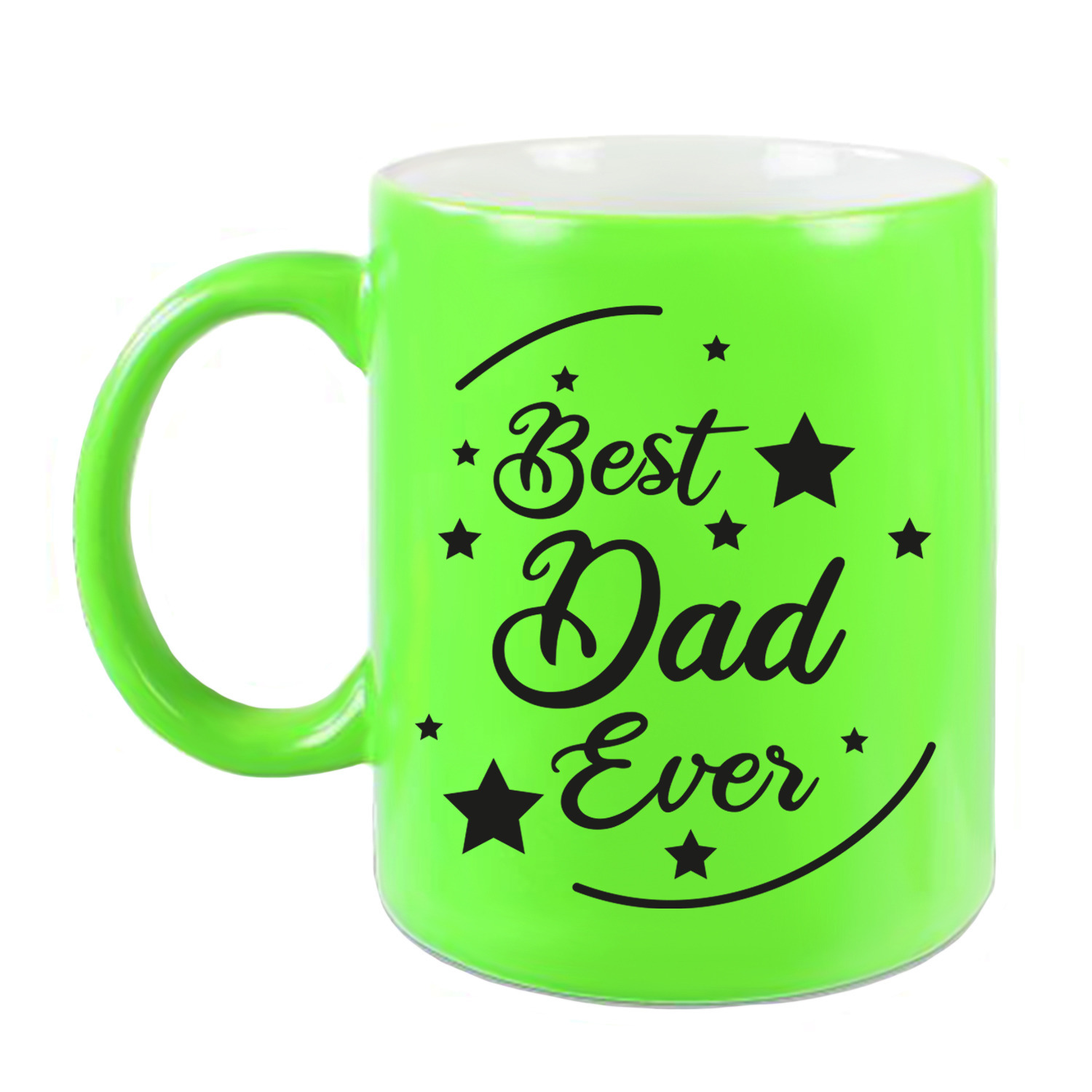 Best Dad Ever cadeau koffiemok / theebeker neon groen 330 ml -