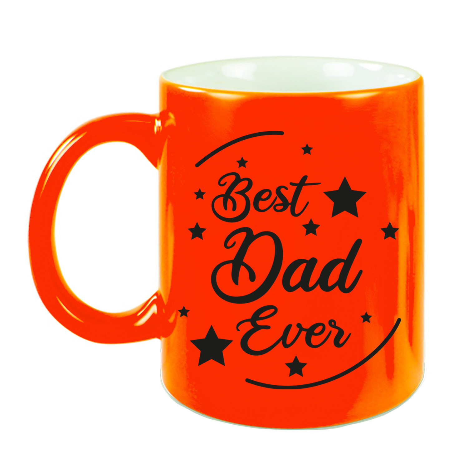Best Dad Ever cadeau koffiemok / theebeker neon oranje 330 ml -
