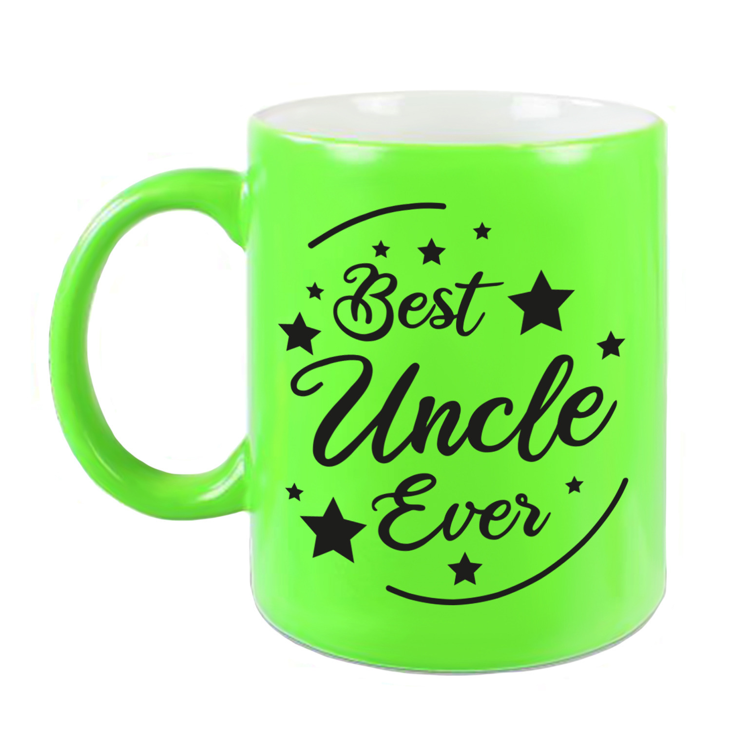Best Uncle Ever cadeau koffiemok / theebeker neon groen 330 ml -
