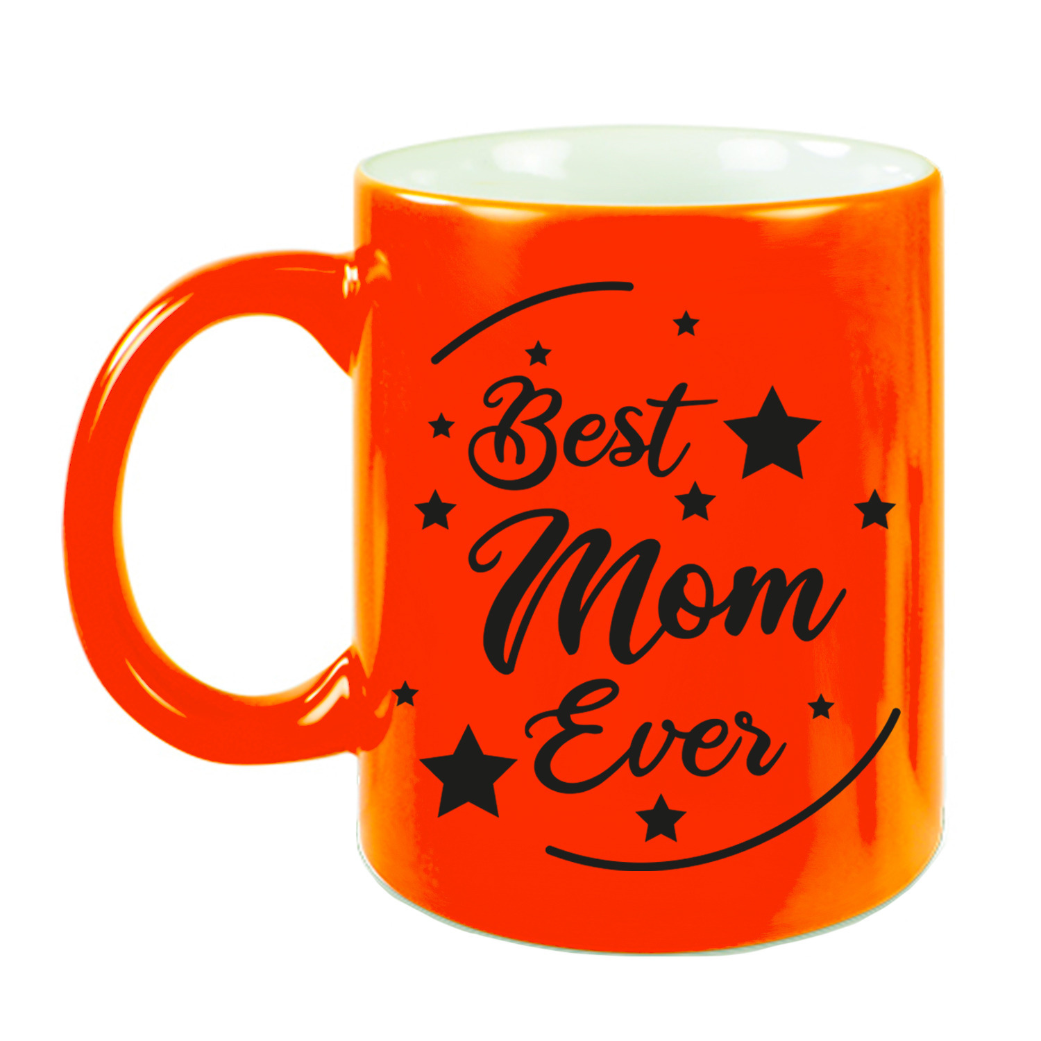 Best Mom Ever cadeau koffiemok / theebeker neon oranje 330 ml -