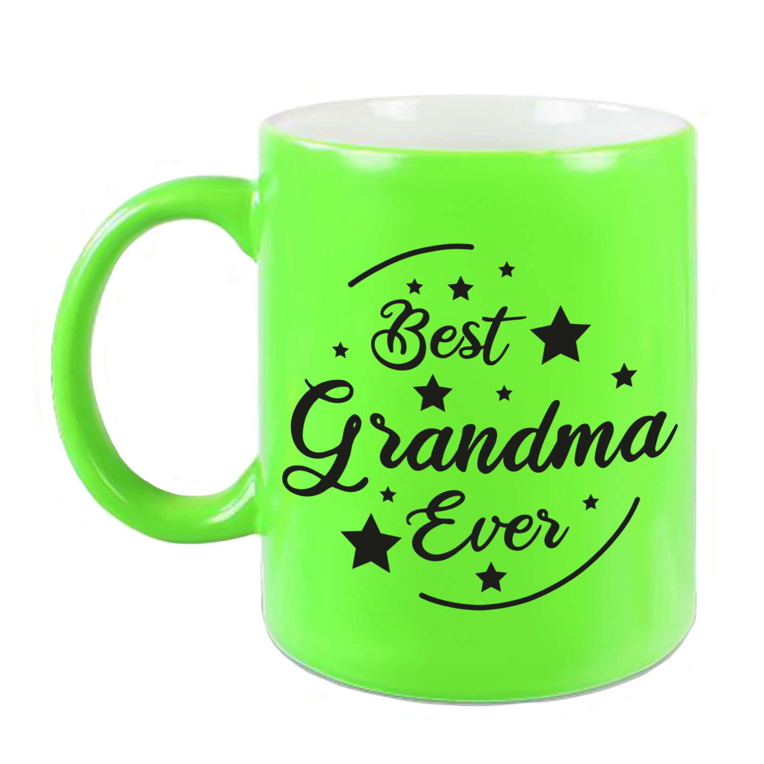 Best Grandma Ever cadeau koffiemok / theebeker neon groen 330 ml -