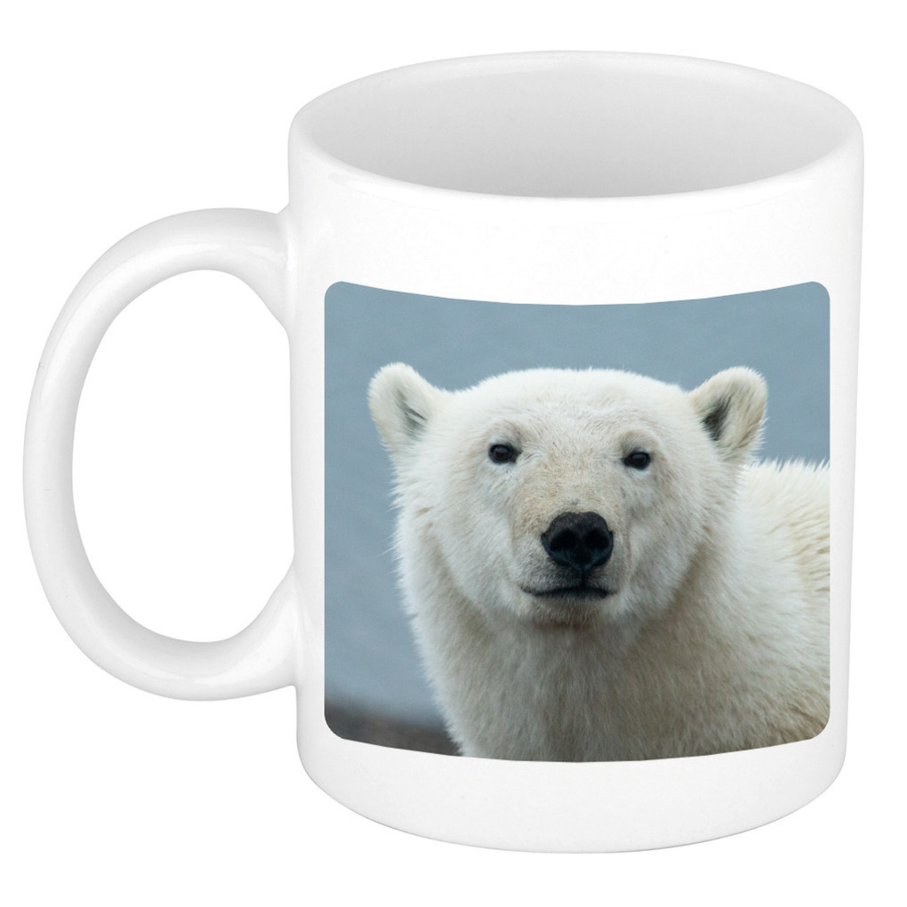 Dieren foto mok grote ijsbeer - ijsberen beker wit 300 ml -