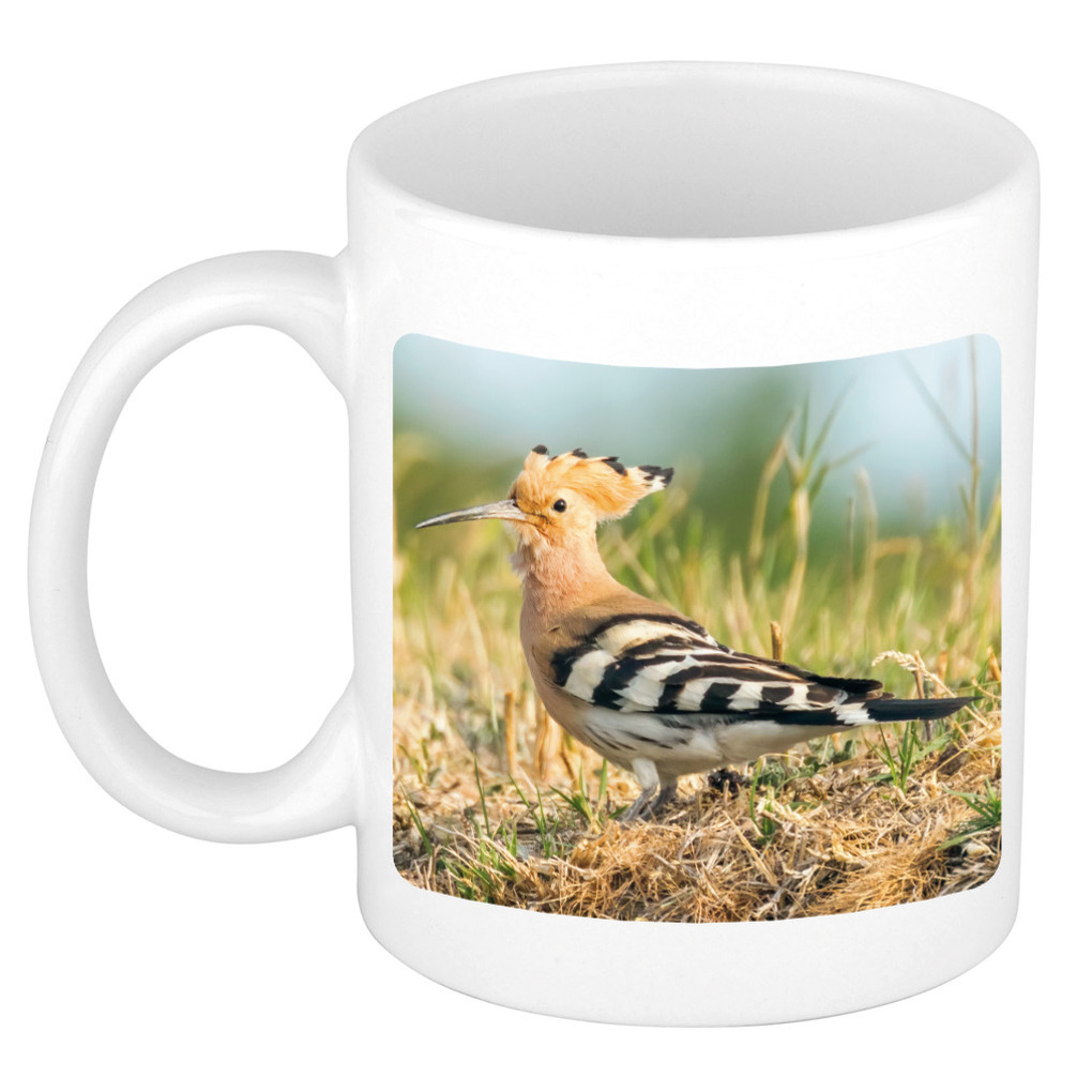 Dieren foto mok hop vogel - vogels beker wit 300 ml -