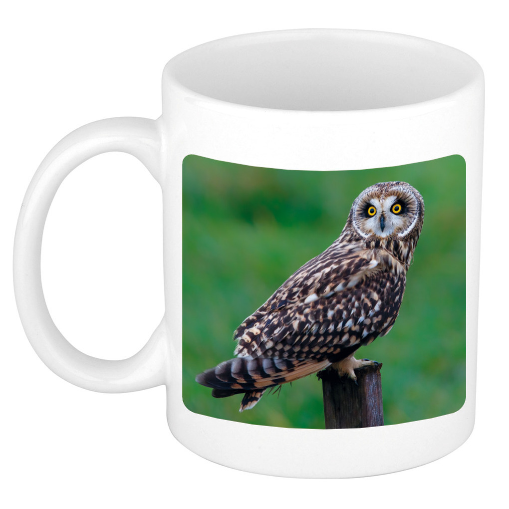 Dieren foto mok velduil - uilen beker wit 300 ml -