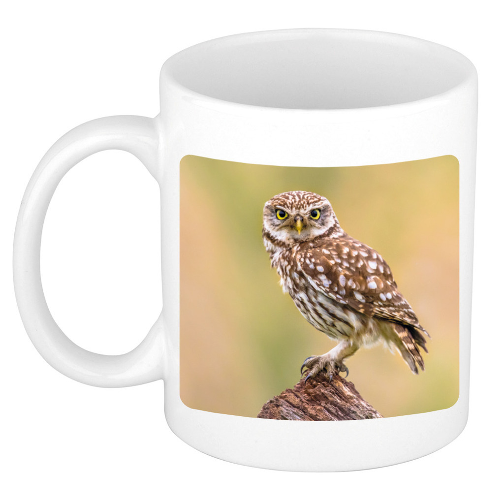 Dieren foto mok steenuil - uilen beker wit 300 ml -