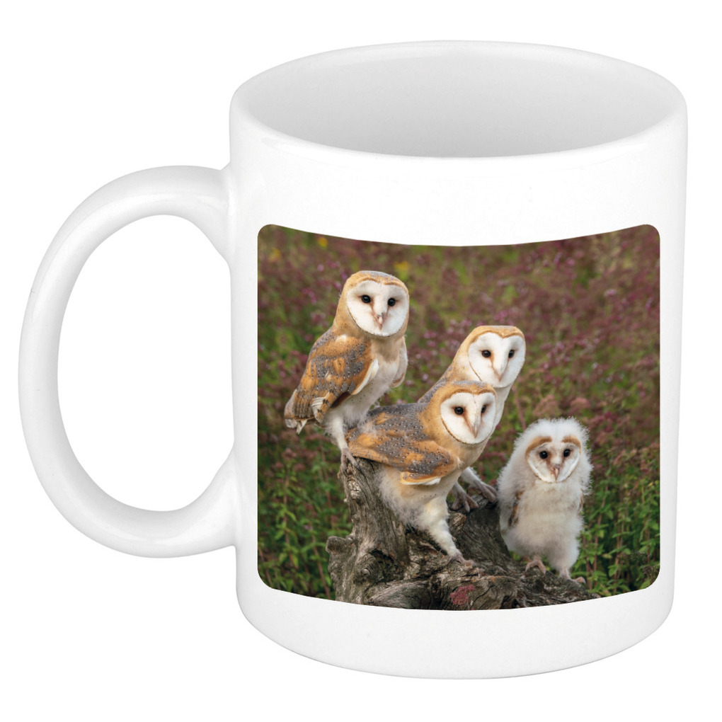 Dieren foto mok kerkuil - uilen beker wit 300 ml - vogelaars -