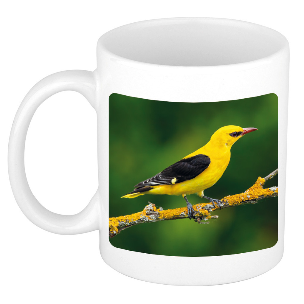 Dieren foto mok wielewaal vogel - vogels beker wit 300 ml -