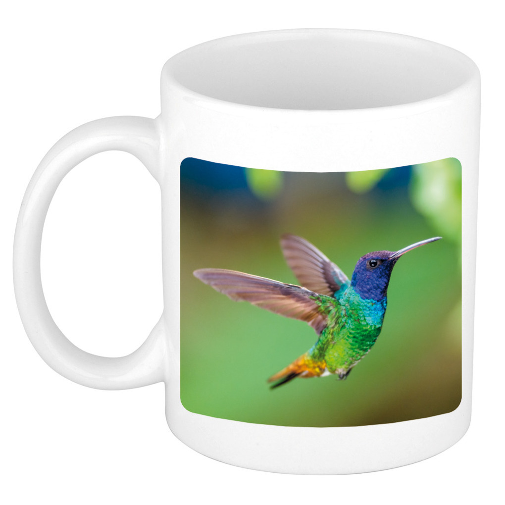 Dieren foto mok kolibrie vogel - vogels beker wit 300 ml -