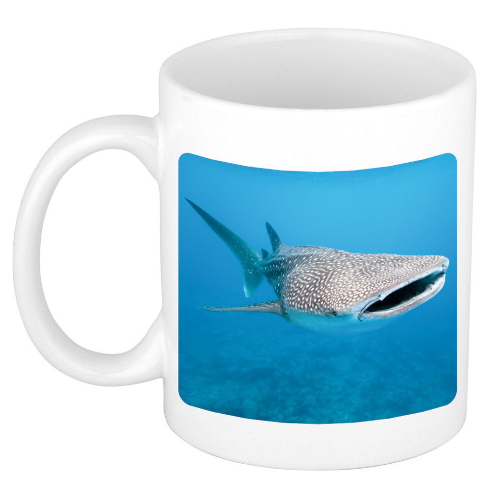 Dieren foto mok walvishaai - haaien beker wit 300 ml -