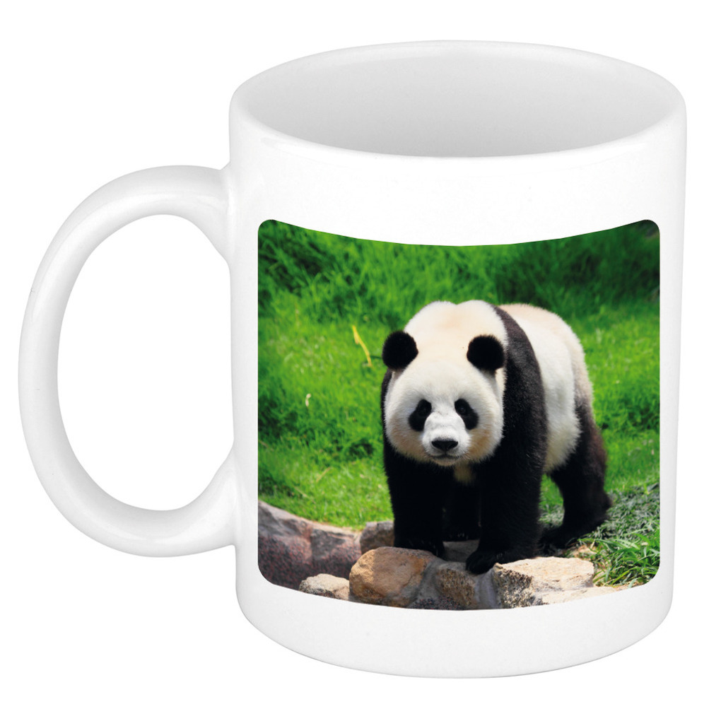 Dieren foto mok grote panda - pandaberen beker wit 300 ml -