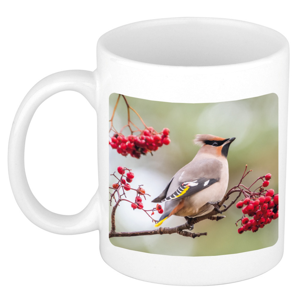 Dieren foto mok pestvogel - vogels beker wit 300 ml -