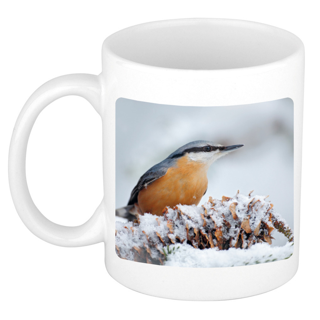 Dieren foto mok boomklever vogel - vogels beker wit 300 ml -