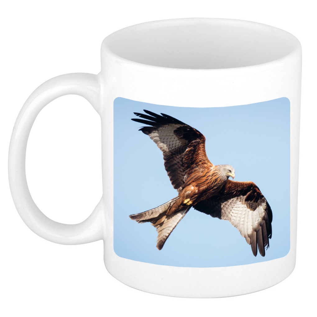 Dieren foto mok rode wouw roofvogel - vogels beker wit 300 ml -