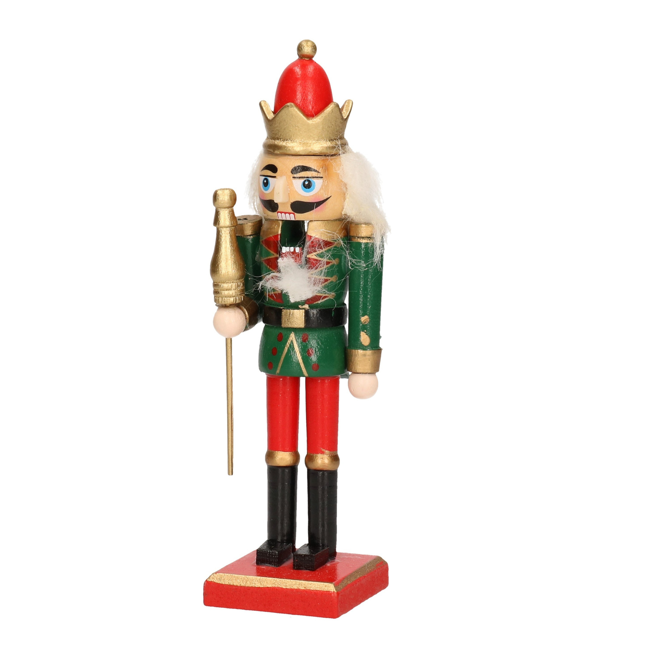 1x Kerst decoratie notenkrakers poppetjes/soldaten met zwaard groen/rood 15 cm -