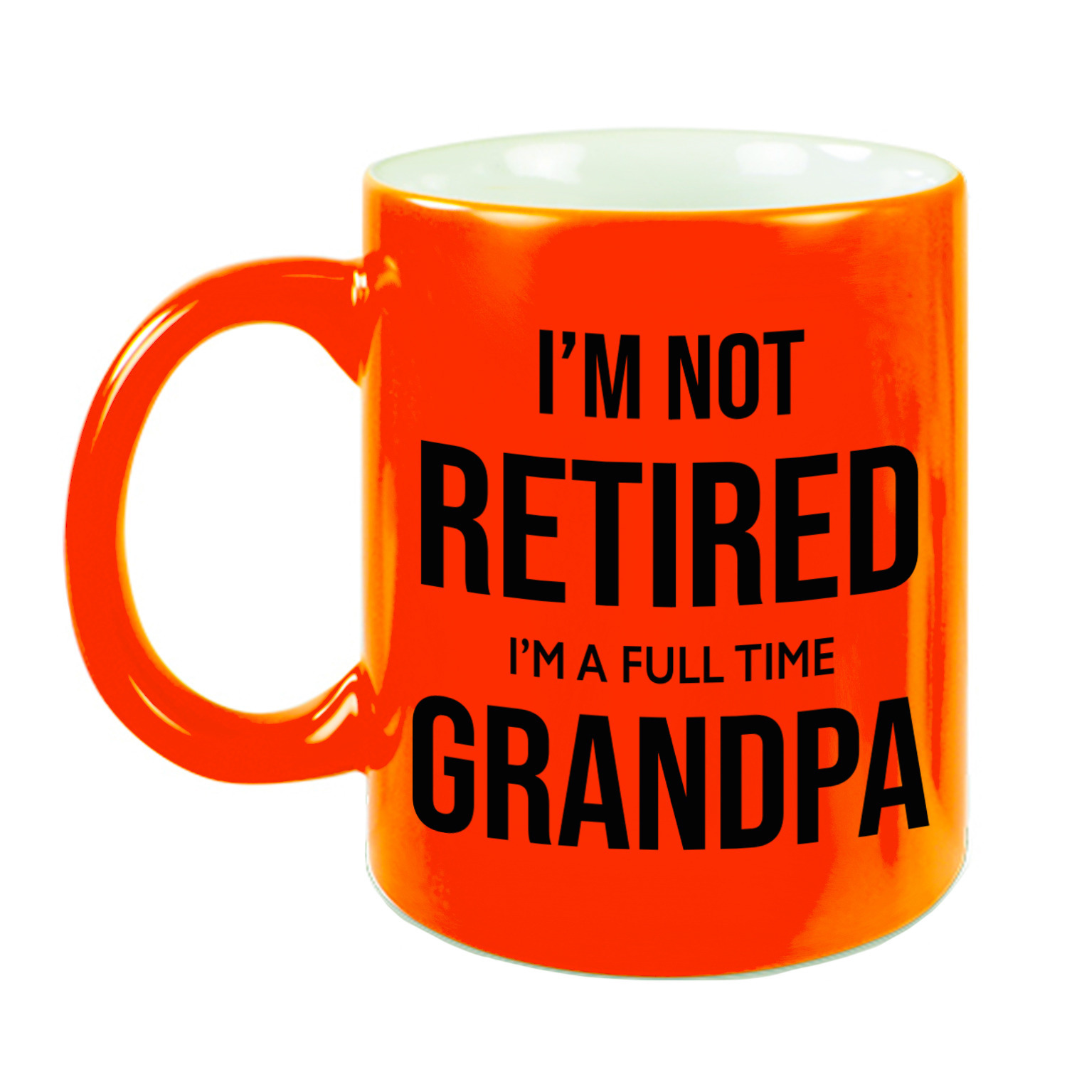 Im not retired im a full time grandpa pensioen mok / beker neon oranje afscheidscadeau 330 ml -