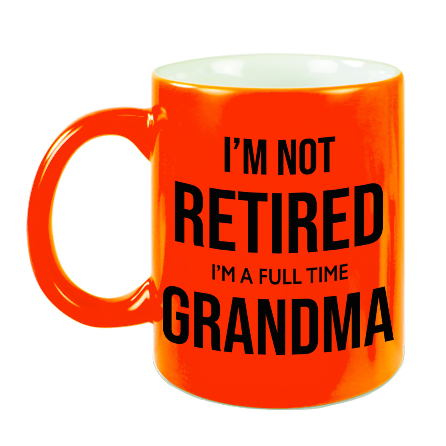 Im not retired im a full time grandma pensioen mok / beker neon oranje afscheidscadeau 330 ml -