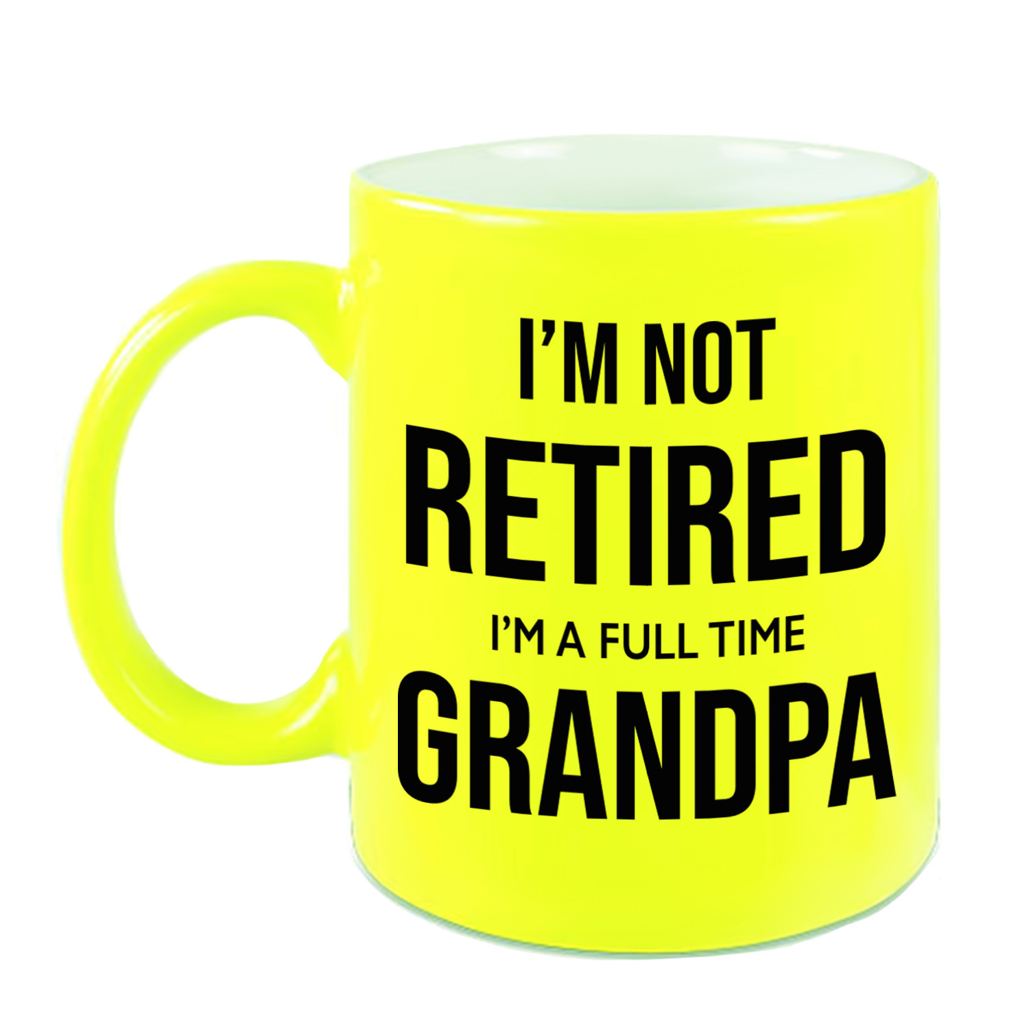 Im not retired im a full time grandpa pensioen mok / beker neon geel afscheidscadeau 330 ml -