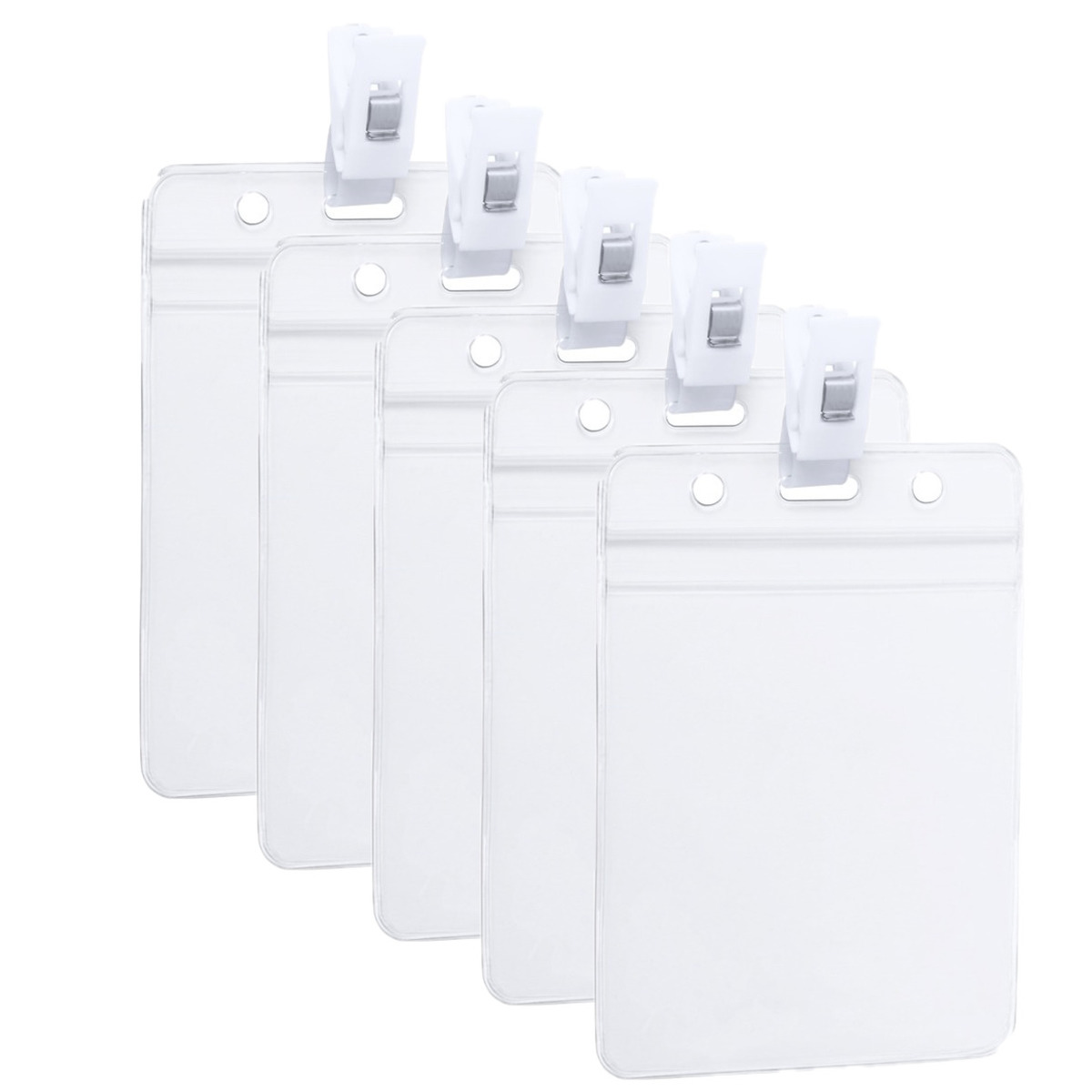 Multipack van 100x ID badgehouders met bevestigings clipje 8,5 x 12,2 cm -