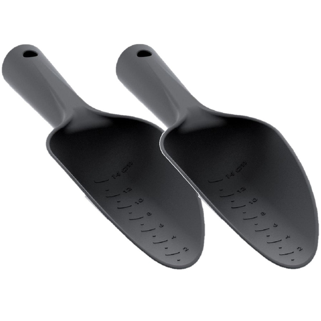 Set van 2x stuks zwarte kunststof tuinschep/plantenschep 28 cm -