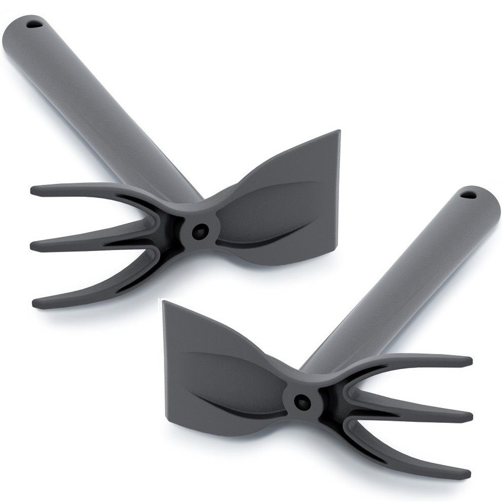 Set van 2x stuks zwarte kunststof hark/schoffel 29 cm -