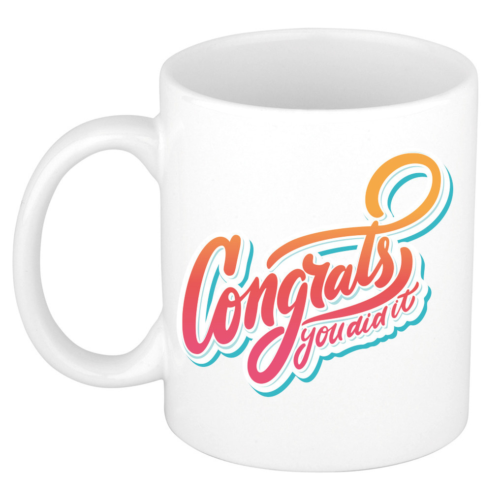Congrats you did it geslaagd cadeau mok / beker wit -