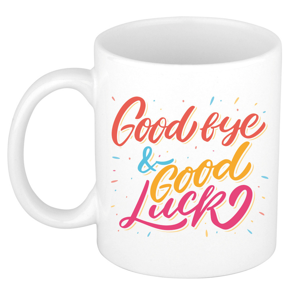 Goodbye and goodluck cadeau mok / beker wit -