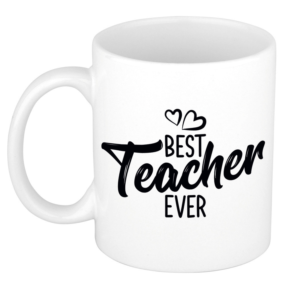 Best teacher ever leraren cadeau mok / beker wit -