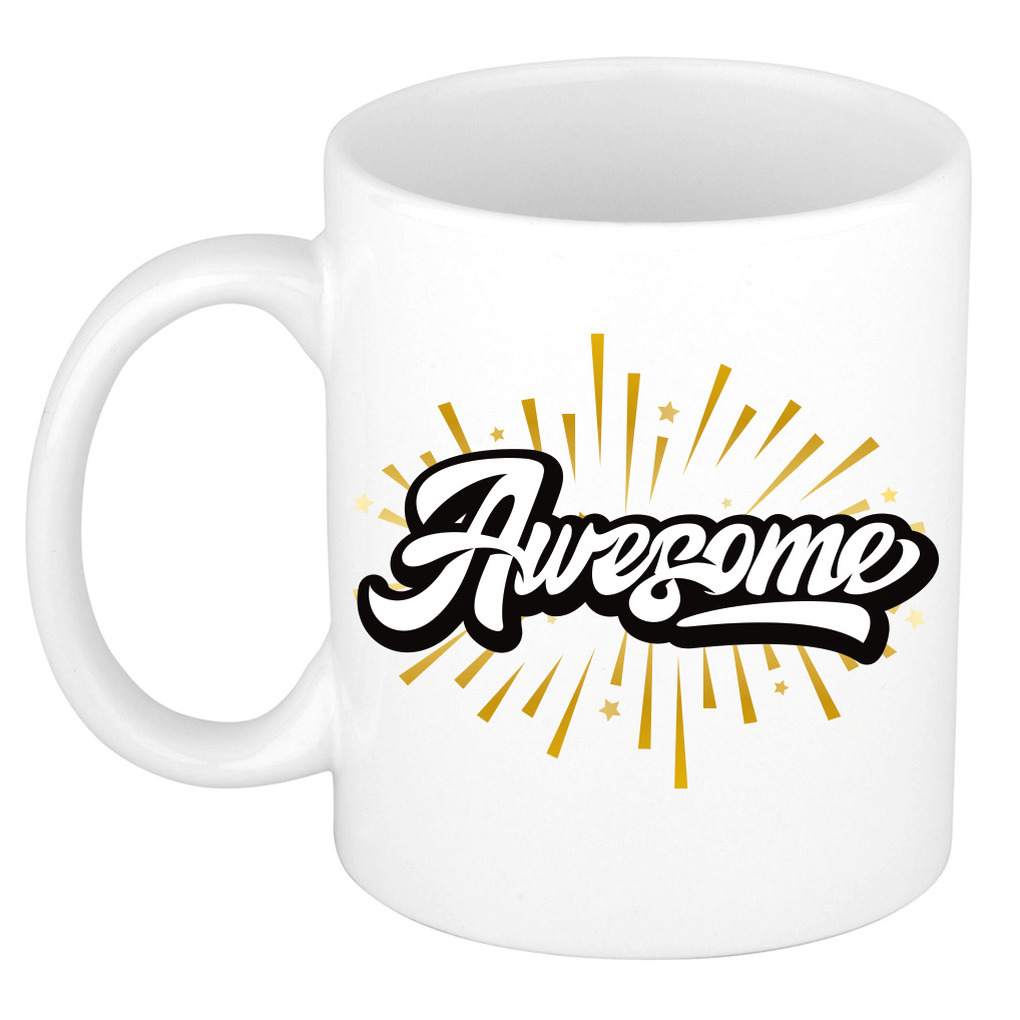 Awesome cadeau mok / beker wit met sterrensprong -