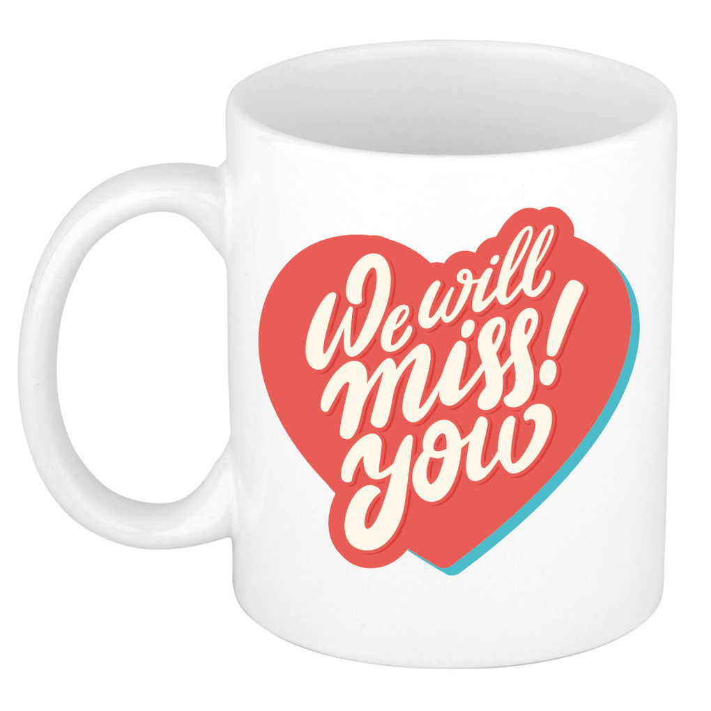 We will miss you cadeau mok / beker wit met hartje -